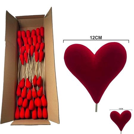 <h4>Hart Vilt Rood Schuin 12cm Op Stok</h4>