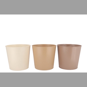 Zinc Natural Brown Mix Bucket Striped Ass 19x18x15cm