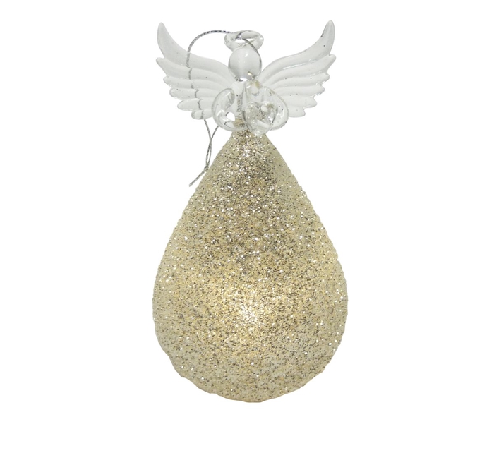 <h4>DF12-GF-15135 - Glass angel 9x15cm warm w 1led b/o</h4>