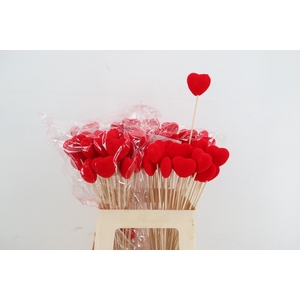 Stick Heart Flock 5cm Red
