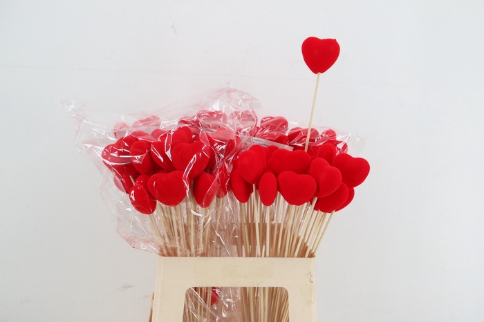 <h4>Stick Heart Flock 5cm Red</h4>