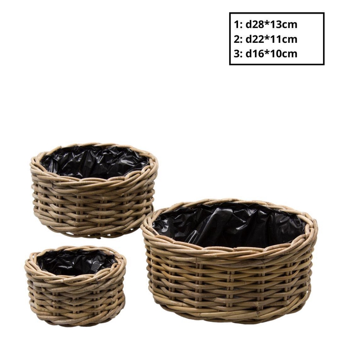 <h4>Basket sets Rattan Terima tray S/3 d28*13cm</h4>