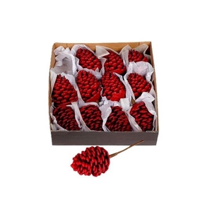 Deco Pinecone Wax Red X12 L6w6h9d6