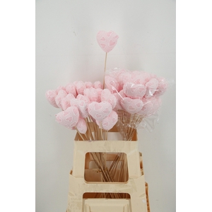 Stick Heart Fabric 7cm Pink