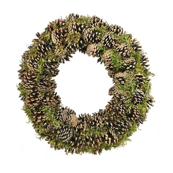 <h4>Wreath Ø40cm Lappenmoss/pine Cone Natural</h4>