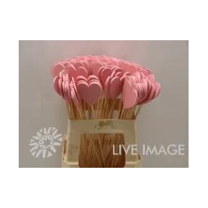 DECO stick heart wooden pink