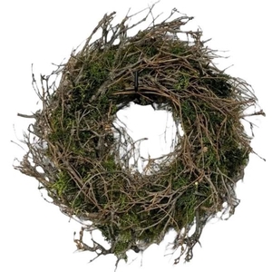 Dried wreath 'Bonsaiwood moss green' - 35 cm