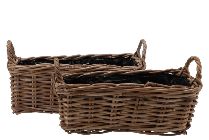 <h4>Rattan Basket Rectangle 44x20x17cm + Handles H24 2-pieces</h4>