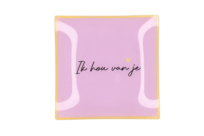 Plate Square Ik Hou Van Je 18x18x2cm Nm