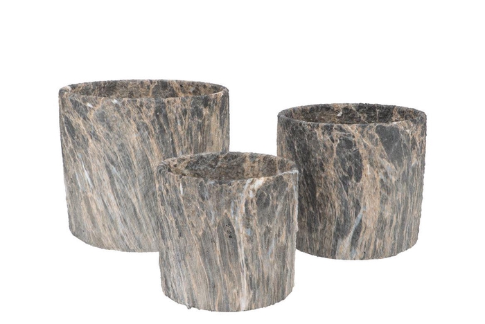 <h4>Monty Grey Pot Cilinder S/3 20x19/18x16/14x13cm</h4>