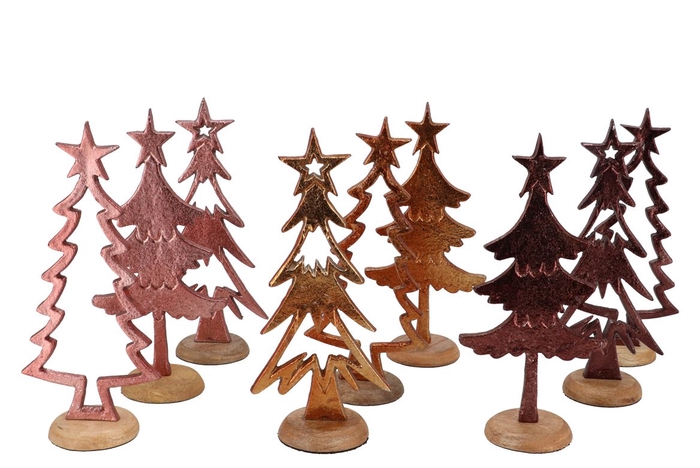 <h4>Cosmo Copper Mix Xmas Trees On Foot Ass 13x8x29cm</h4>