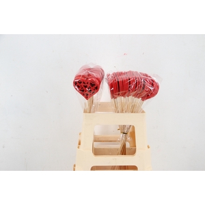 Stick Heart Wood Red 8cm