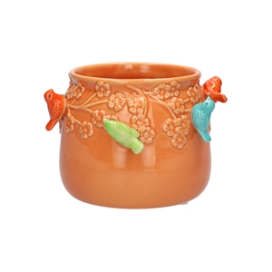 DF03-666782247 - Pot Birds d13/15.5xh12.5 orange