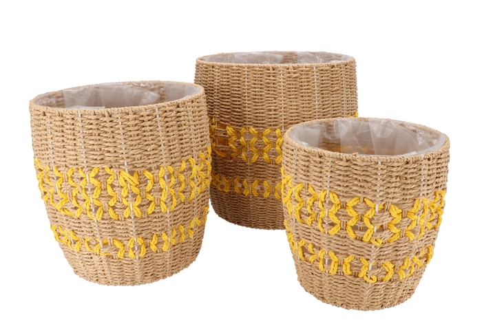 Gaby Yellow Pot S/3 37x38/32x34/27x28cm Nm