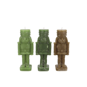 Candle Frosty Nutcracker Green Mix 4x4x12cm