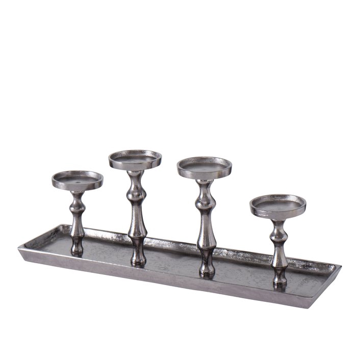 <h4>Candle holder Furo, H 20 cm, L 53 cm, Aluminium dark grey, 4020607909366, 2013364</h4>