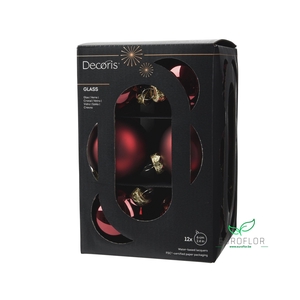 KERSTBAL GLASS 60MM 12PCS OSSENBLOED