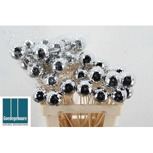 Kerstbal Op Stok Disco Silver