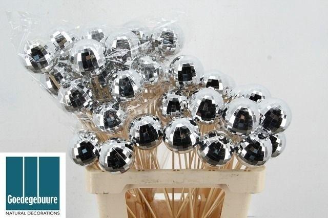 <h4>Kerstbal Op Stok Disco Silver</h4>