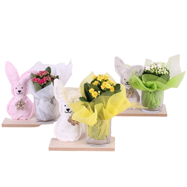 <h4>Easter Arr. Indoor Rabbit Velvet with Tea Light Holder Ø19cm 1PP</h4>