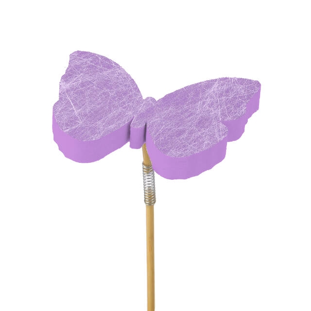 Pick butterfly Fiber foam 7x7cm+50cm stick purple