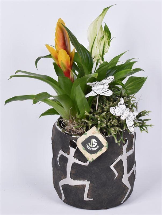 <h4>Keramiek sierpot zwart zilver 16cm</h4>