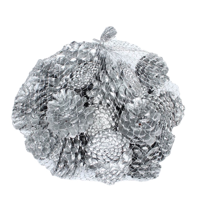 <h4>Pine cone 500gr in net Silver</h4>