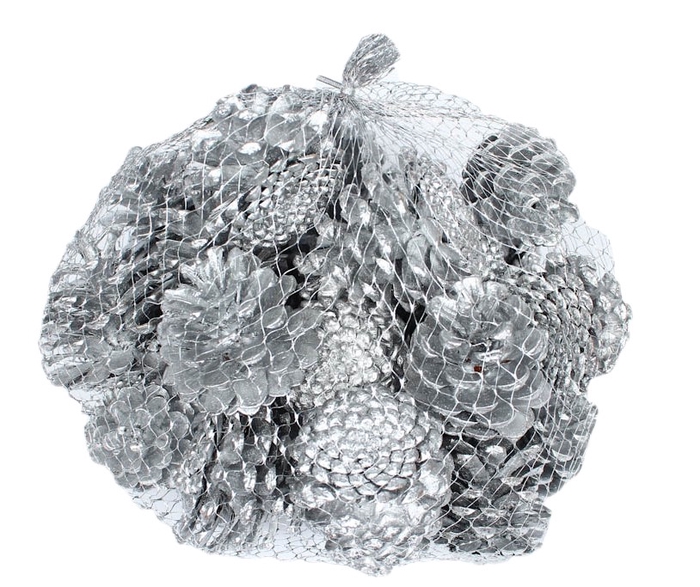 Pine cone 500gr in net Silver