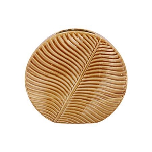 Inga Leaf Brown Vase Round Active Glaze 42x15x39cm