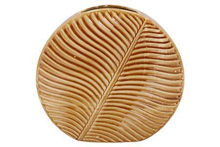 <h4>Inga Leaf Brown Vase Round Active Glaze 42x15x39cm</h4>