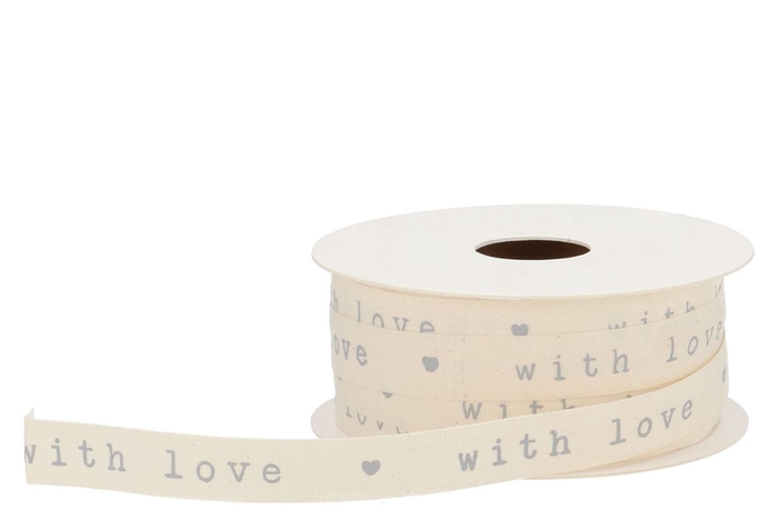Ribbon With Love Creme 20mx15mm