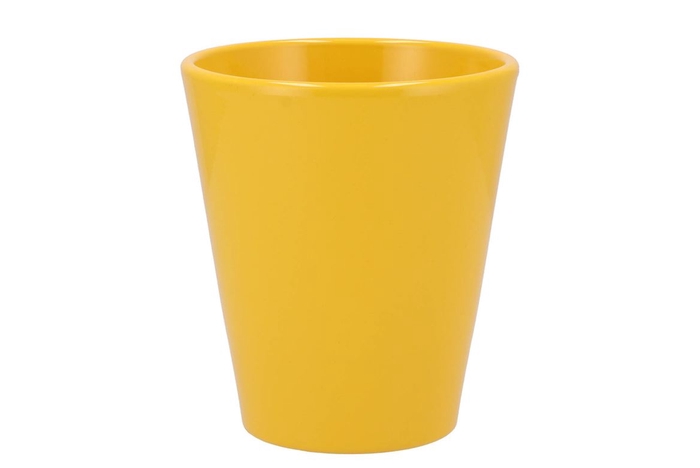 <h4>Ceramic Orchid Pot Yellow Shiny 14x15cm</h4>