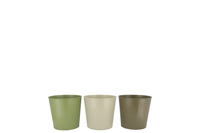 <h4>Zinc Summer Green Mix Bucket Striped Ass 12x10x8cm</h4>