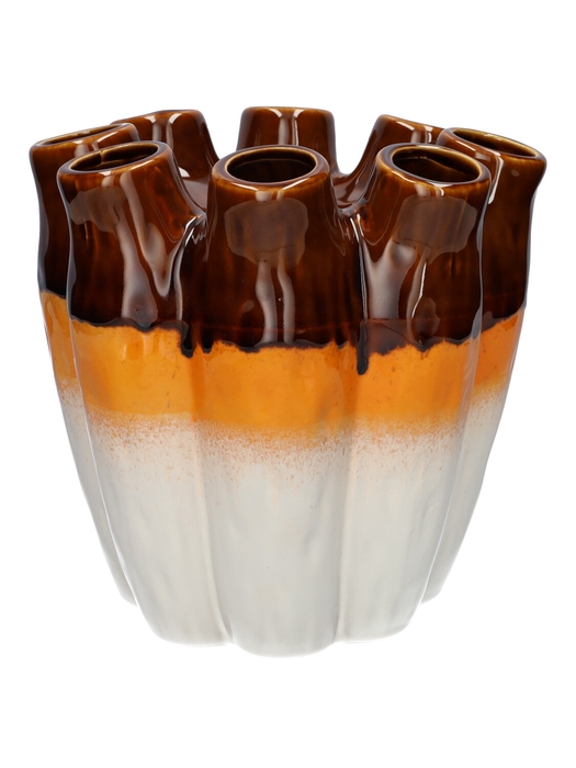 <h4>DF03-740550900 - Vase Floriva d24xh24 brown/cream</h4>