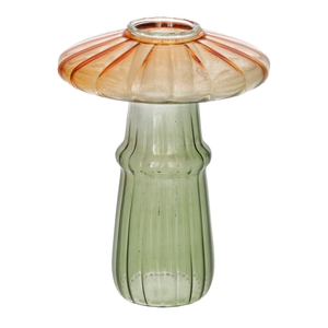 DF02-730301400 - Candle holder Shiitake d3.4/9xh12 green/orange