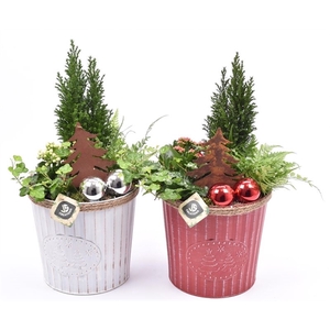 Zink pot kerstboom decor 21cm