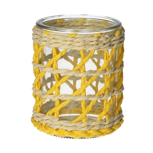 DF02-740484900 - Candle holder Vina1 d8/8.5xh10 yellow/natural
