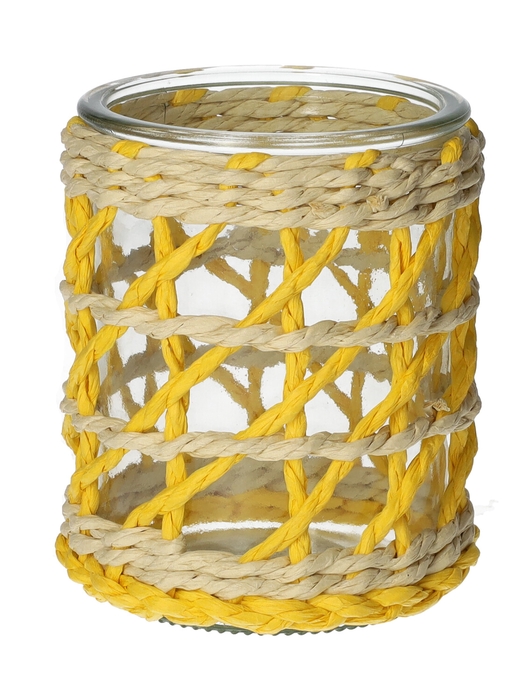 <h4>DF02-740484900 - Candle holder Vina1 d8/8.5xh10 yellow/natural</h4>