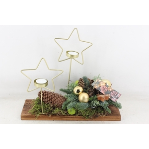 arr5 Kerst MB - Hout plank rechth. ster gold