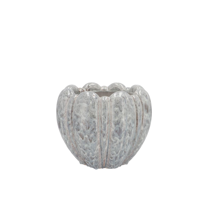 <h4>Inga Grey Pot Round Active Glaze 16x16x12cm</h4>