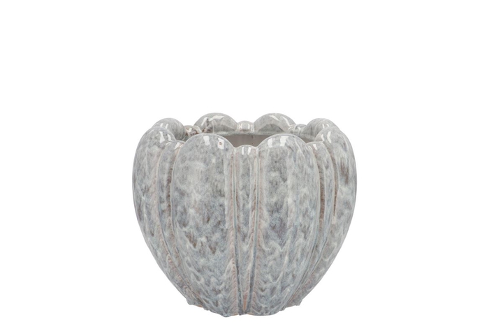 <h4>Inga Grey Pot Round Active Glaze 16x16x12cm</h4>