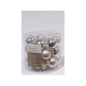 KERSTBAL GLASS 25MM 24PCS SILVER