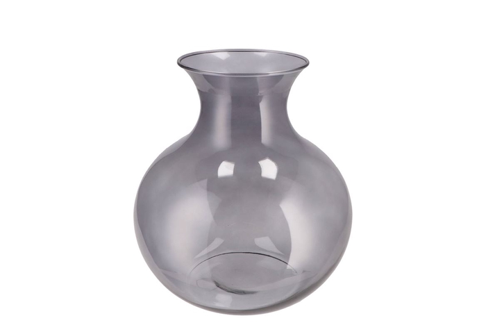 <h4>Mira Smoke Glass Cone Neck Sphere Vase 25x25x27cm</h4>