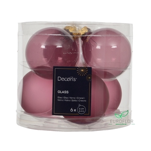 KERSTBAL GLASS 60MM 6PCS VINTAGE ROZE