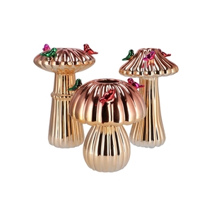 Bird Mushroom Vase Metalic Gold Ass 18x18x31cm Nm