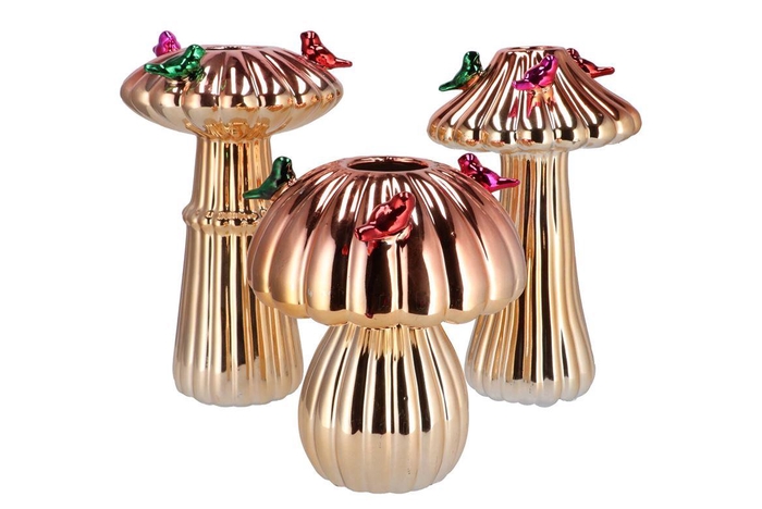 <h4>Bird Mushroom Vase Metalic Gold Ass 18x18x31cm Nm</h4>
