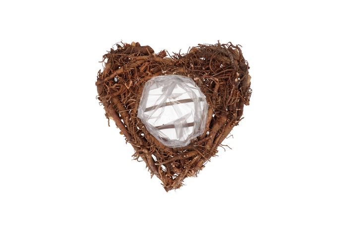 Wreath Root Heart Nat 30x10cm