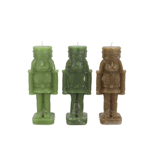 Candle Frosty Nutcracker Green Mix 6x6x16cm