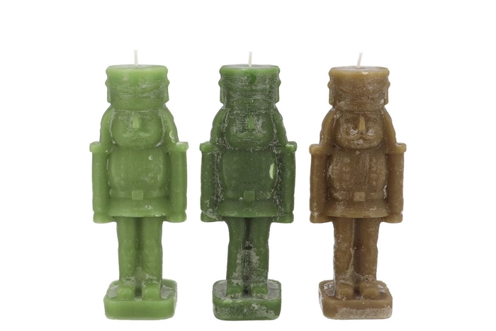 <h4>Candle Frosty Nutcracker Green Mix 6x6x16cm</h4>