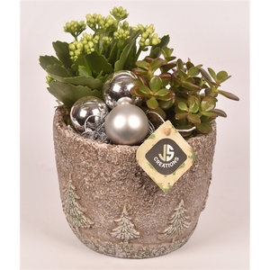 Cement pot kerstboom decor 15cm